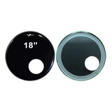 Pele De Bumbo Resposta 18 Preta Com Furo + Anel Muffler Top