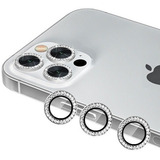 Película Câmera Strass Brilho Prata Para iPhone 12 Pro