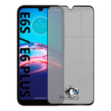 Película Vidro Privacidade 3d Spy Para Moto E6s / E6 Plus