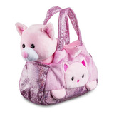 Pelúcia Bolsa Cutie Handbags Gato Rosa Multikids Cor Rosa - 
