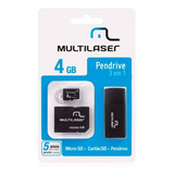 Pen Drive, Adaptador Sd, Cartão Memória 4gb Multilaser Mc057