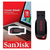 Pen Drive 16gb Cruzer Blade Sandisk Usb 2.0 Orig Lacrado Nfe