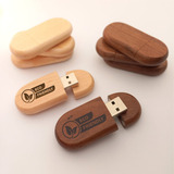 Pen Drive 32gb Madeira Redondo Ecológico Personalizado Cor Marrom-claro