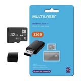 Pen Drive Classe 4 2 Em 1 Cartão De Memória Multilaser 32gb