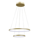 Pendente Anel Duplo Led Redondo Dourado Bivolt 50cm 40w