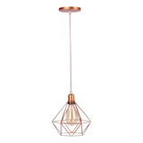 Pendente Diamante Aramado Preto Cor Preto Voltagem Bivolt Cor Rose Gold