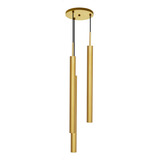 Pendente Tubo Triplo Alumínio P/ Lâmpada Mr11 Gu10 St1699 Cor Dourado 110v/220v