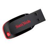 Pendrive 64 Gb Sandisk Cruzer Blade 2.0 Preto E Vermelho