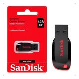 Pendrive Sandisk Cruzer Blade 128gb 2.0 Preto E Vermelho Usb