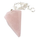 Pêndulo De Pedra Quartzo Rosa Natural Facetado P Radiestesia