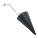 Pêndulo De Pedra Turmalina Negra Natural C/corrente + Veludo
