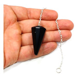 Pêndulo Pedra Obsidiana Negra Natural Facetado
