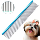 Pente Pet Banho E Tosa 19cm Aço Azul Profissional