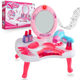 Penteadeira Infantil Princesas Com Acessórios Brinquedo Rosa