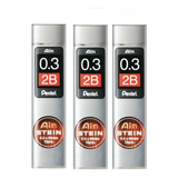 Pentel Grafite Ain Stein 0,3mm 2 B Tubo C/ 15 Grafites X 3 