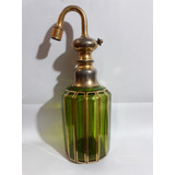 Perfumeiro Antigo Cristal Verde Art Deco Falta Bombinha 