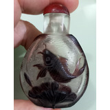 Perfumeiro Antigo Garrafa Cristal Ovelay Relevo Carpa E Sapo