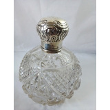 Perfumeiro Cristal E Tampa Em Prata De Lei Inglesa Antigo