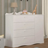 Permóbili Encanto Cômoda Infantil 4 Gavetas 1 Porta Branco
