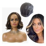 Peruca 100% Orgânica Ombre Hair Corte Long Bob Curta 40cm Linda + Touca Wig Cap Brinde