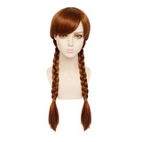 Peruca Anna Frozen Tranças Adulto Cosplay Profissional 