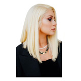 Peruca Cabelo Humano Liso Front Lace Loiro Claríssimo 40cm