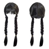 Peruca Cabelo Trana Franja Wandinha Addams Cosplay Vandinha