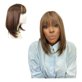 Peruca Corte Long Bob 100% Orgânica Com Franjão + Touca 
