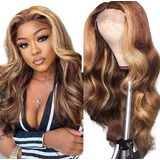 Peruca Front Lace 4x4 Cabelo Humano 60cm Morena Iluminada