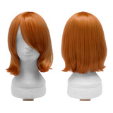 Peruca Laranja Ruiva Long Bob Curta C/ Franja Nami Cosplay