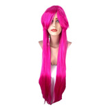 Peruca Longa Cosplay Liso Fantasia 1 Metro Colorida Rosa