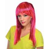 Peruca Neon Cosplay Divertida Fantasia Glamour - Rosa Pink