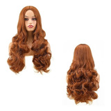Peruca Orgânica Lace Wig Fibra Futura Ondulada 70cm Ruiva