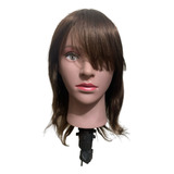 Peruca Wig Lisa Cabelo Humano Franja Castanho Uso Diário 