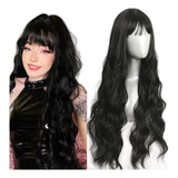 Peruca Wig Ruiva Preta Castanho Com Luzes Longa 75cm Franja