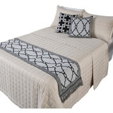 Peseira P/ Cama Casal Queen Manta Grécia Almofada Cheia 5pçs