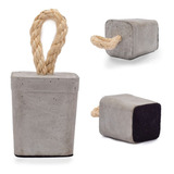 Peso De Porta Quadrado Concreto Cimento Cinza Corda Sisal