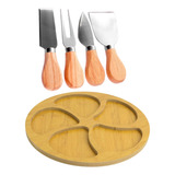 Petisqueira Bandeja Tabua Frios 5 Divisorias + Kit De Queijo
