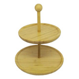 Petisqueira De Dois Andares Em Bambu Imporiente 30.5x25 Cm Cor Marrom