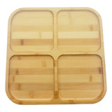 Petisqueira Quadrada Bambu 29,5cm Class Home Cor Marrom-claro