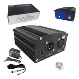 Phantom Power 48v + Fonte + Cabo Xlr Fantom Para Microfone