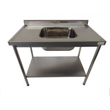 Pia Aço Inox 1 Cuba Para Padaria Com Prateleira 150x60x90