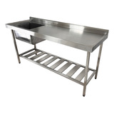 Pia De Inox Industrial 160x60x90 Cm Cuba Esquerda Nortinox