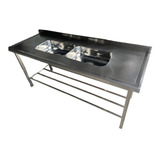 Pia Inox 1,90mt 2 Cubas Fundas E Grade/paneleiro