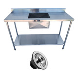 Pia Inox Industrial Cuba Prateleira Paneleiro 160x60x90