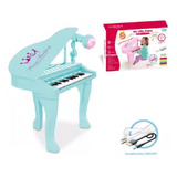 Piano Infantil Teclado Eletronico Musical Sinfonia Cor Azul Azul