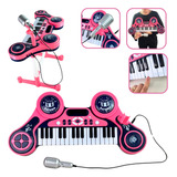 Piano Infantil Teclado Musical Brinquedo Som Microfone Sons 