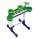 Piano Teclado Infantil Brinquedo C/ Suporte Microfone Luzes 