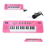 Piano Teclado Infantil Criança 37 Teclas Microfone Colorido