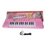 Piano Teclado Musical Infantil Microfone Karaoke Rosa Menina